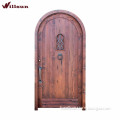 Antique large size wood iron fire door with window for wine cellar
